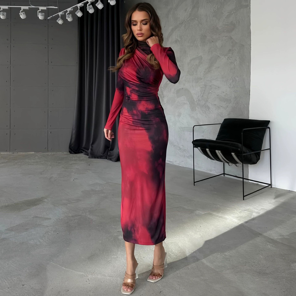 ZARA Fall Winter Fashion Sexy Printed Crew Neck Bodycon Dress